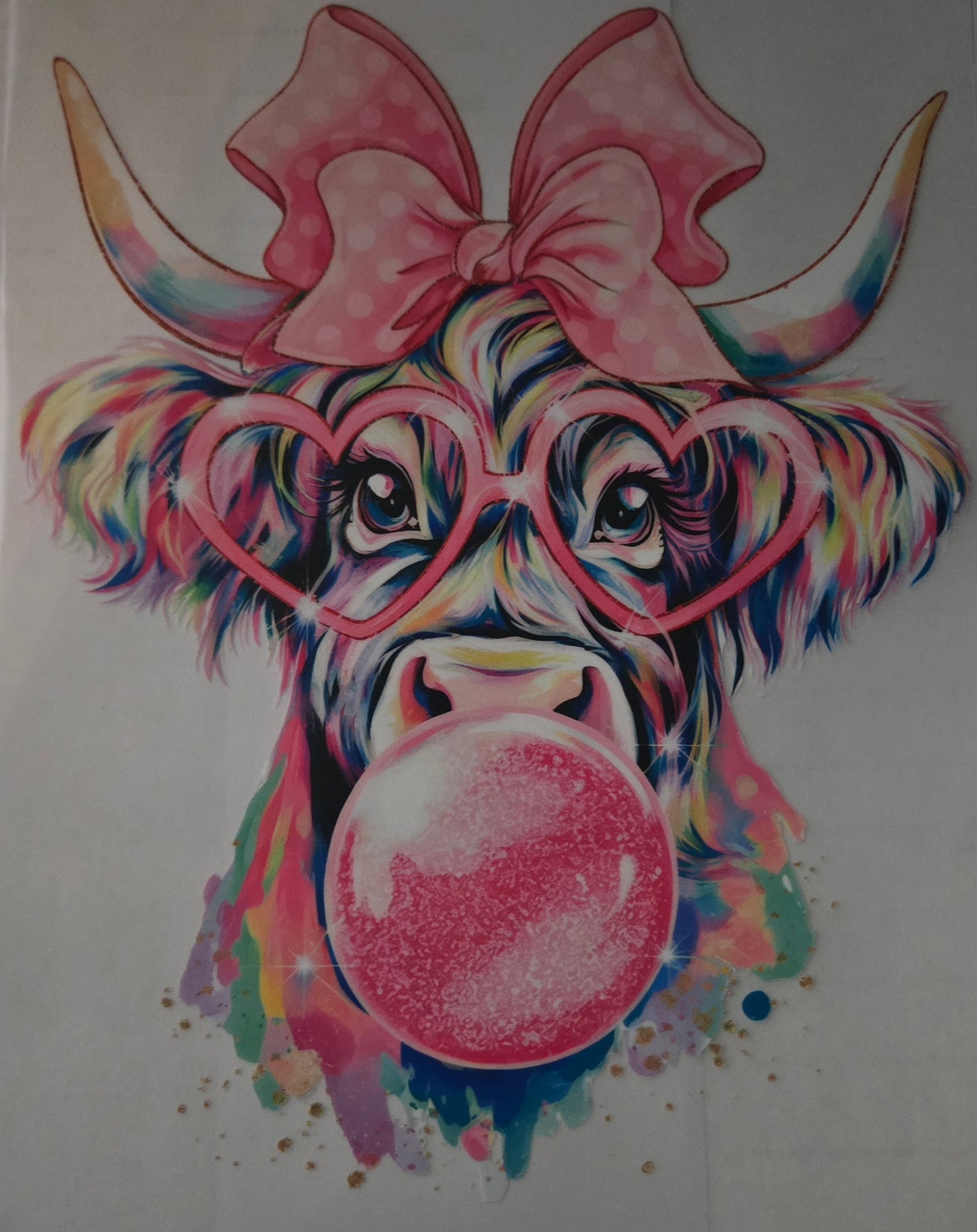 Colorful Cow DTF transfer