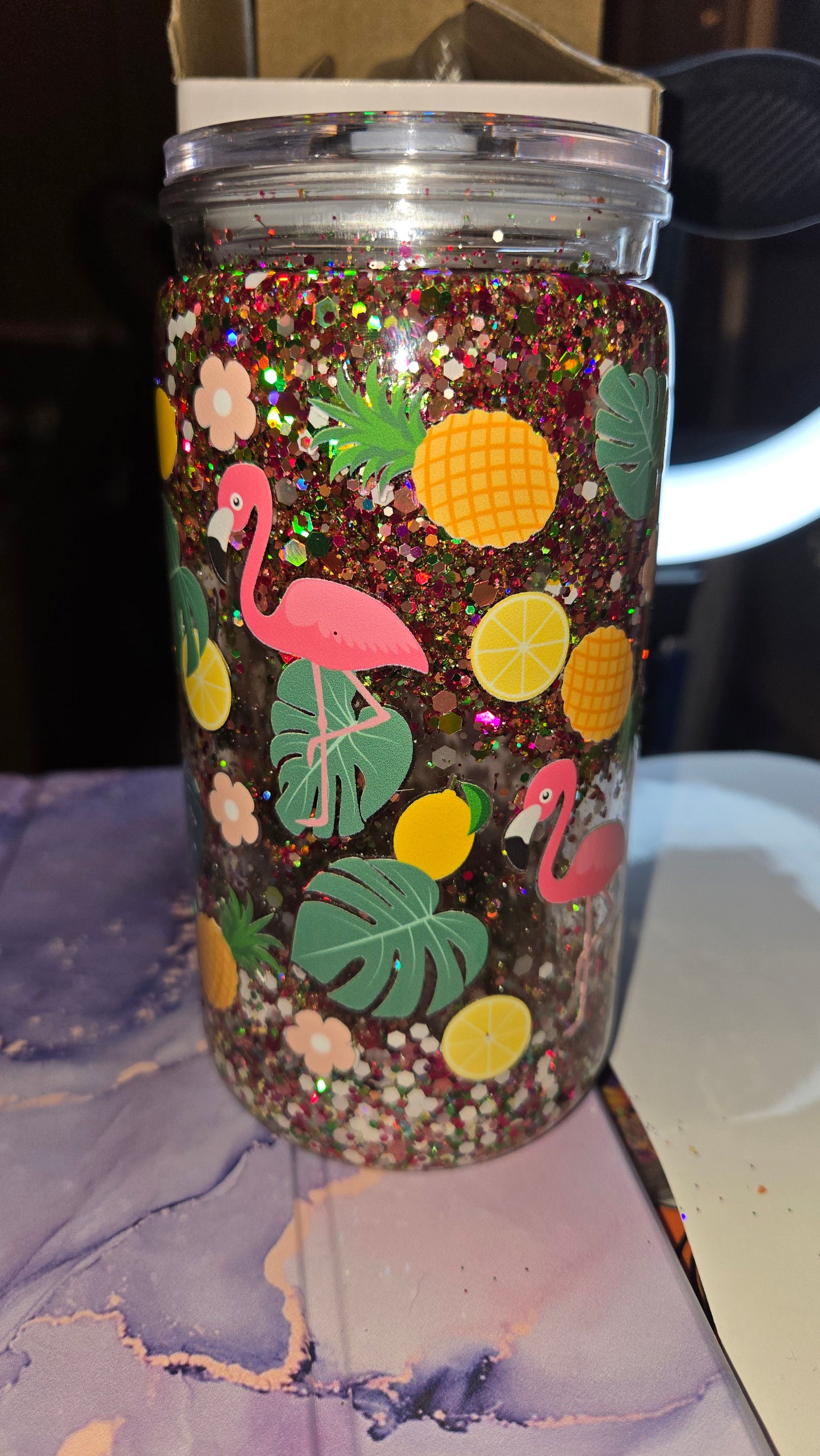 Ready to ship 16oz Flamingo Snowglobe