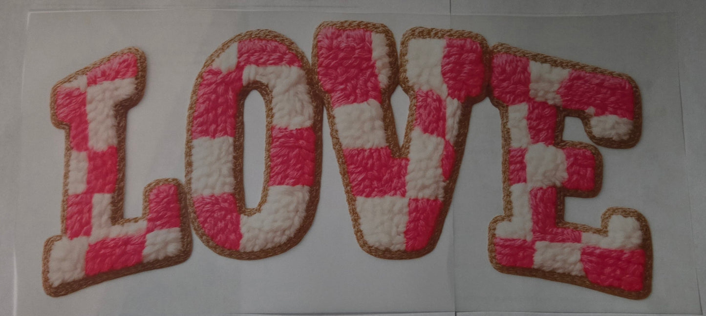 Faux yarn love dtf transfer