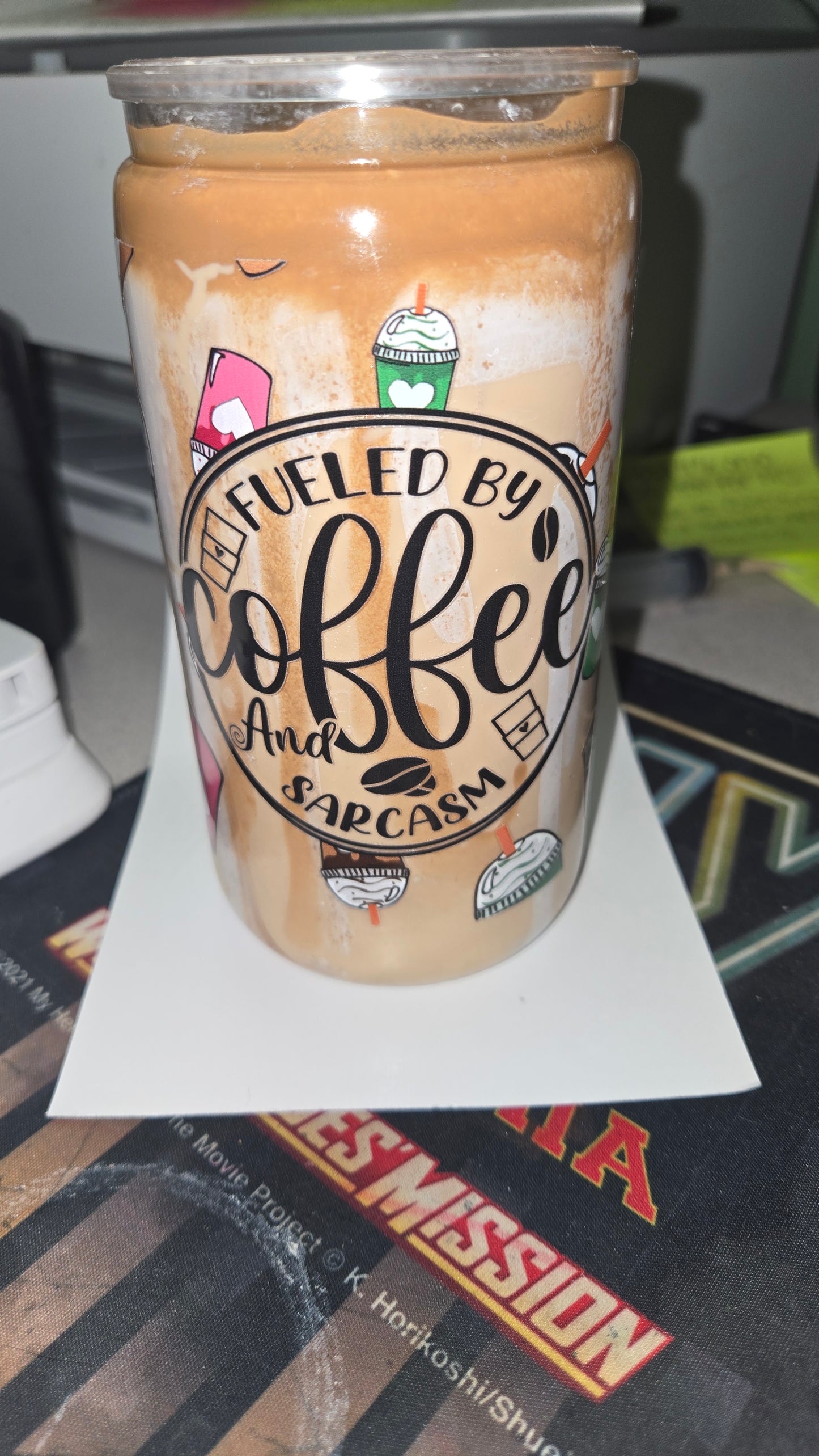 Ready to ship 16oz Coffee Snowglobe tumbler W/decal