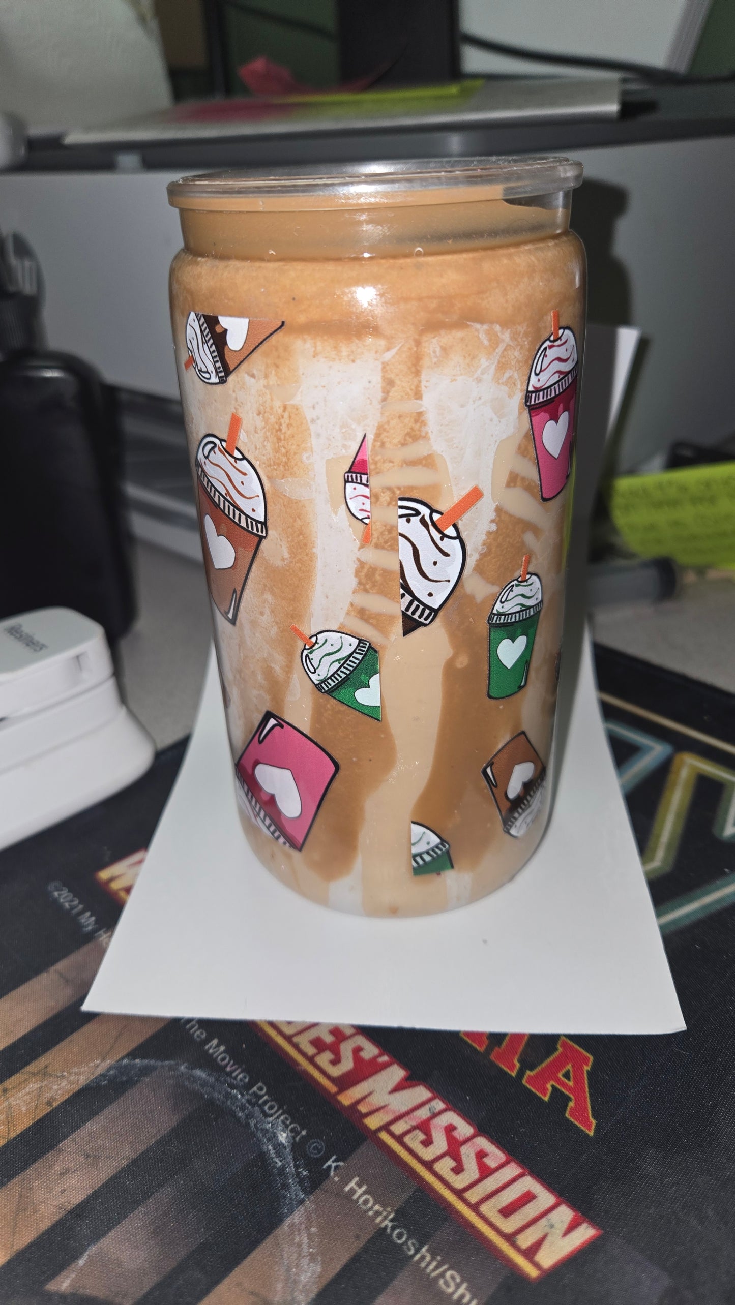 Ready to ship 16oz Coffee Snowglobe tumbler W/decal