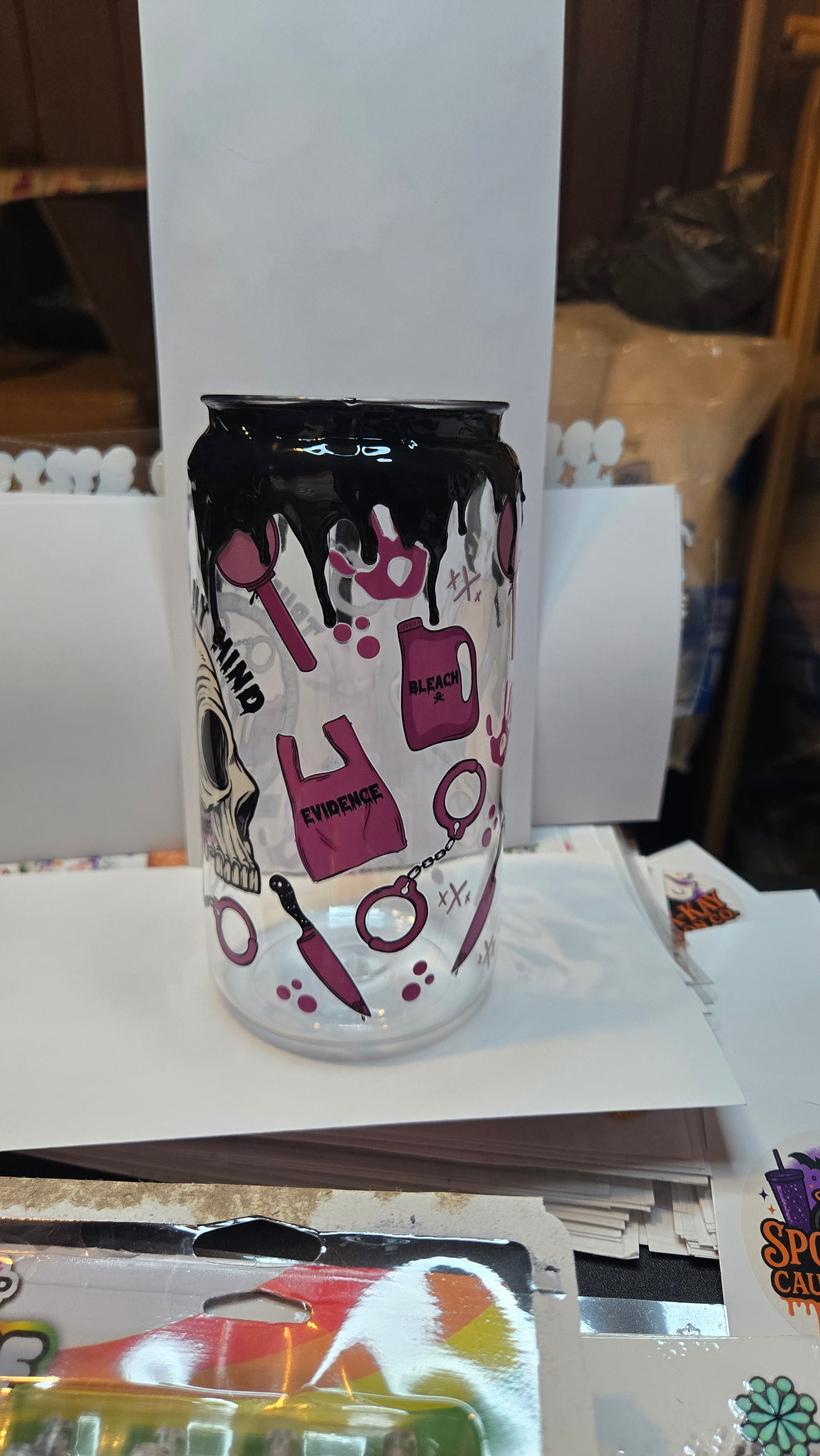 16 oz SWT RTS True crime on my mind with black drip