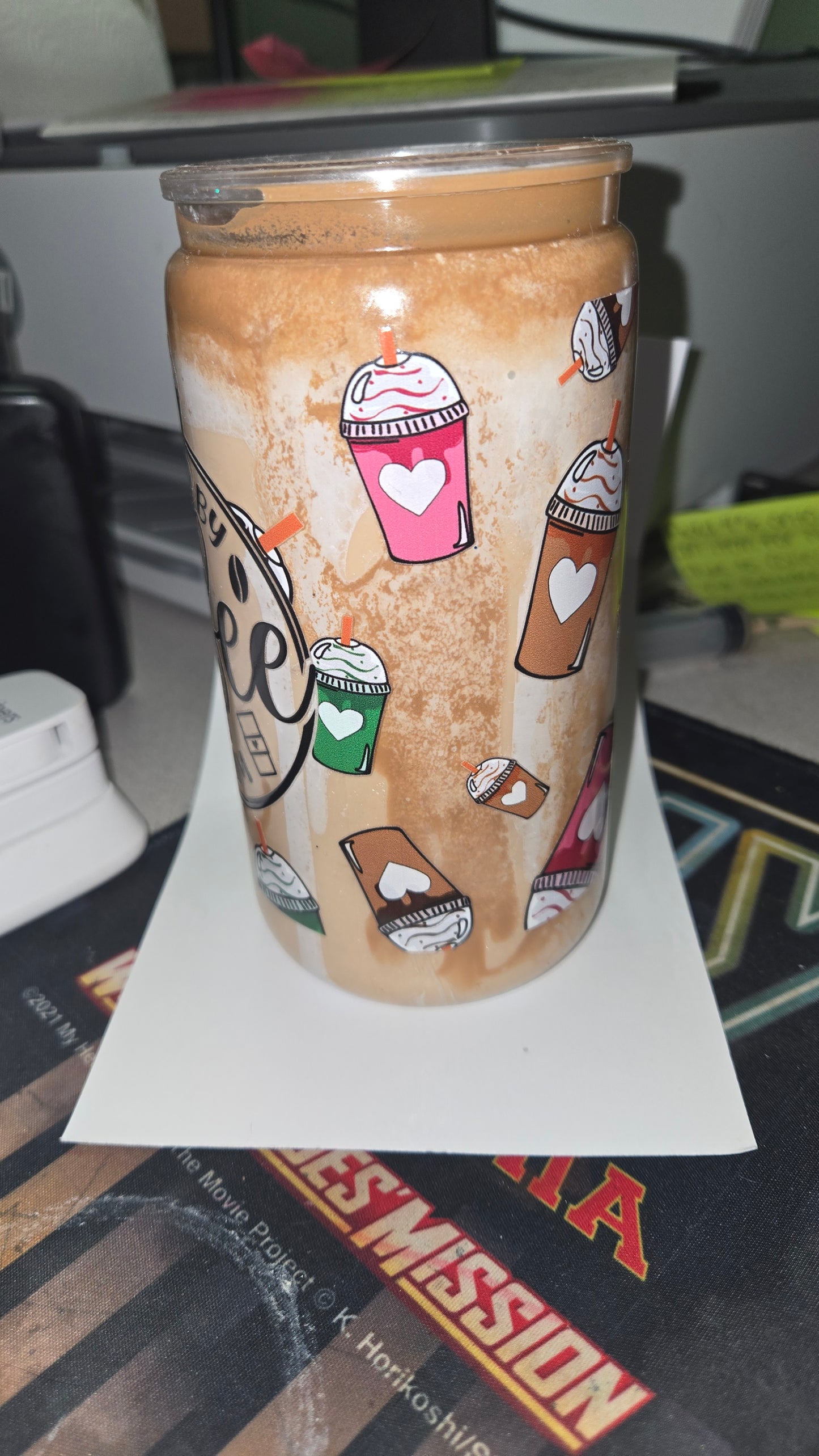 Ready to ship 16oz Coffee Snowglobe tumbler W/decal