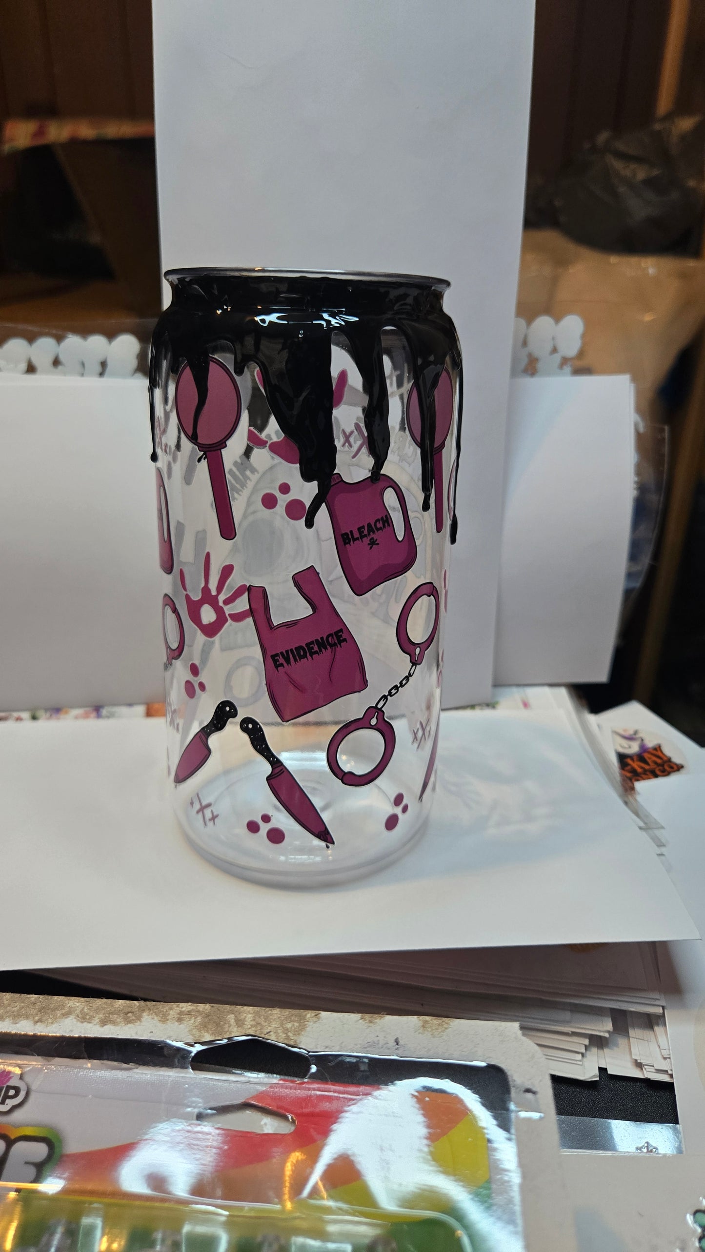 16 oz SWT RTS True crime on my mind with black drip