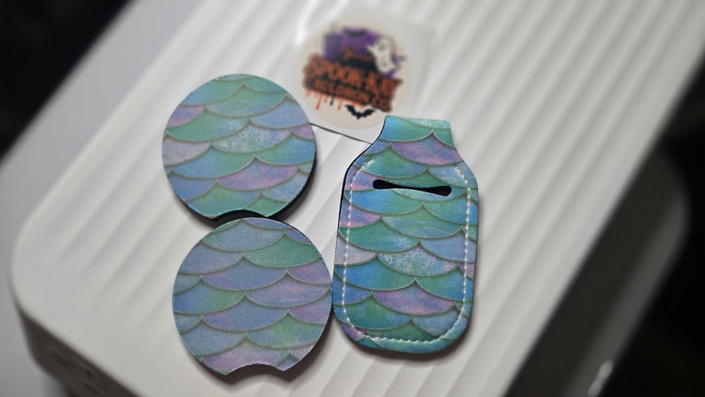 Mermaid scale car coaster & Hand sanitizer holder