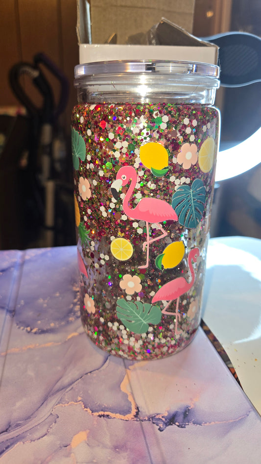 Ready to ship 16oz Flamingo Snowglobe